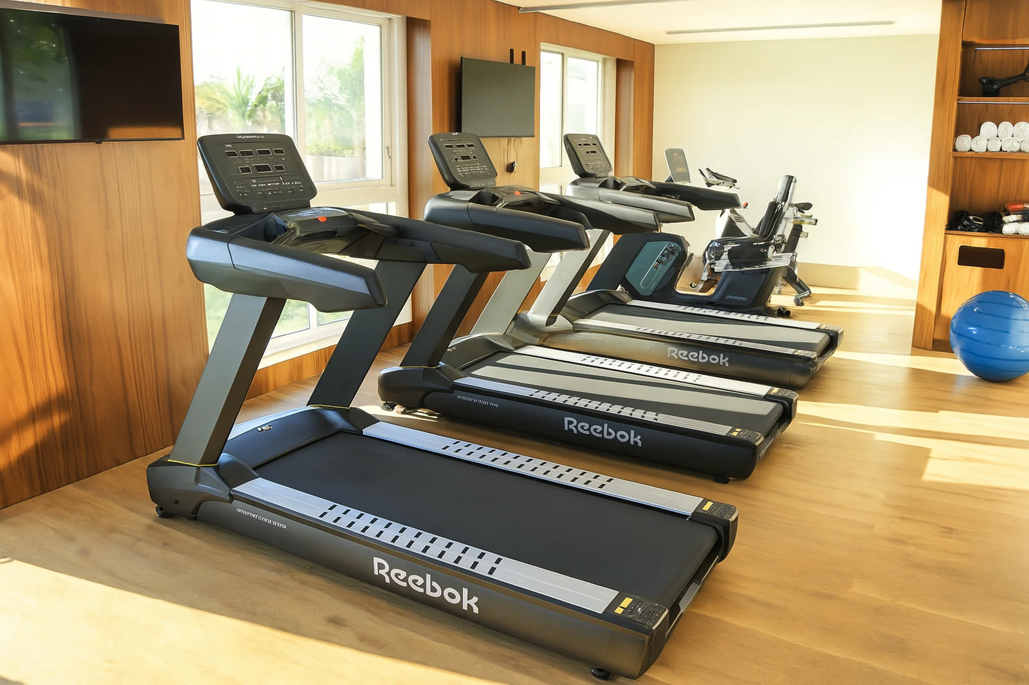 Academia residencial com equipamentos Reebok Strength